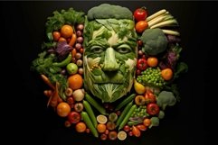 Artistic arrangement of fresh vegetables in human face shape Product Image 1