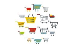 Shopping cart icons set in flat style Product Image 1