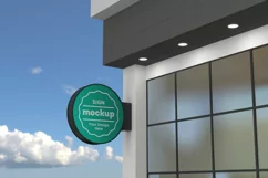 Rounded wall mount sign façade board mockup Product Image 1