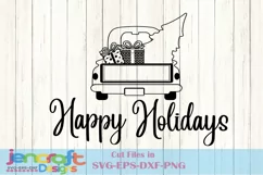 Christmas svg Holidays Truck Christmas Tree Red truck Vintag Product Image 2
