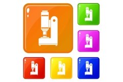Blacksmith automatic hammer icons set vector color Product Image 1