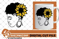 Black Woman with Sunflower svg, Natural Hair svg, Melanin Product Image 1