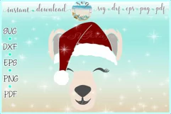 Polar Bear Face with Santa Hat Christmas SVG DXF EPS PDF PNG Product Image 1