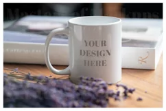 Cosy Mug Mockup with Lavender Photo 11 oz white mug template Product Image 1