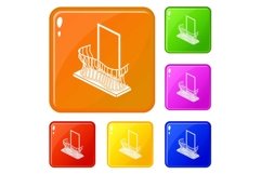 Stylish balcony icons set vector color Product Image 1