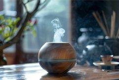Wooden aroma diffuser releasing soothing fragrance in a peac Product Image 1
