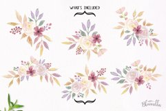 Watercolor Mellow Clipart Bouquets Flowers Summer Pastel Florals  Product Image 3