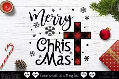 Merry Christmas SVG, buffalo plaid cross svg Product Image 2