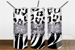 Animal Print Silver Glitter Skinny Tumbler Sublimation Product Image 2