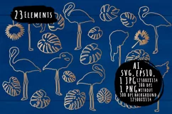 American flamingo and tropic leaves silhouettes Product Image 1