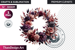 Dark flowers, wedding Florals PNG, Dark Romance Clipart Product Image 1