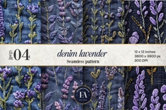 Embroidered Denim Digital Paper| Floral Denim Pattern Product Image 1