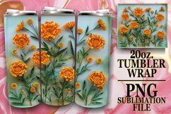 Spring 3D Flower Pattern Tumbler Wrap - Sublimation Product Image 1