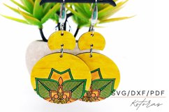 Flower Mandala Engraved Earrings Digital Download Product Image 1