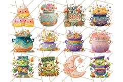 Kawaii Halloween Clipart Cute Kids and Candy Elements Png Product Image 2