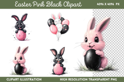 Pink Black Easter Clipart PNG Product Image 1