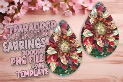 Glittery Flower Pattern Teardrop Earring Sublimation Product Image 1