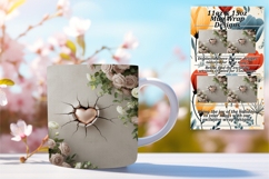 Unique 15oz Mug Wrap Png Design , 3D Heart Product Image 1