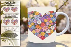 Eye-Catching 15oz Mug Wrap Png , Flowers Heart Product Image 1