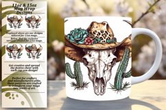 Cowboy Skull Mug Wrap - Watercolor 11oz/15oz Art Product Image 1