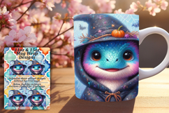 Flawless 11oz Mug Wrap Png Artwork , Halloween Dino Product Image 1