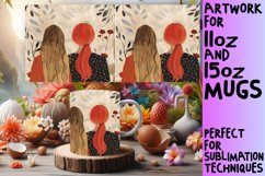 Vibrant Whimsical Watercolor Girls Mug Wrap: 11oz 15oz Product Image 1