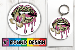 Joyful Round Coaster Sublimation, Dripping Lips Product Image 1