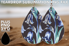 Unique Teardrop Earrings Art PNG, Flower Pattern Product Image 1