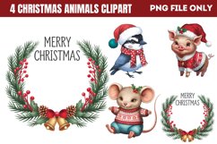 Woodland Christmas Animals Clipart PNG Product Image 1