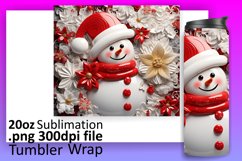 3D Snowman Christmas Cheer: Holiday Tumbler Wrap Product Image 1