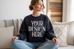 Black Gildan 18000 Sweatshirt Mockup,G18000 Crewneck Sweatsh Product Image 1