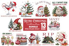 Retro Christmas Sublimation Clipart Bundle PNG Product Image 1