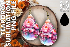 Cheerful Teardrop Earrings Gift PNG, Flowers Product Image 1