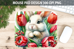 Watercolor Bunny Mouse Pad Sublimation - Valentines PNG Product Image 1