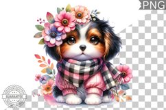 Dog With Flowers Sublimation - Clipart PNG Design Product Image 1