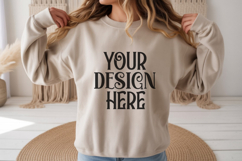 Sand Gildan 18000 Sweatshirt Model Mockups, Product Image 1