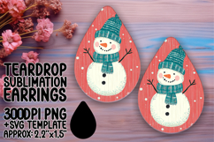 Elegant Teardrop Sublimation Template for Earrings , Snowman Product Image 1