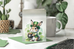 Cute Bunny Leprechaun Holding Pot of Gold Greeting Card PNG Product Image 1