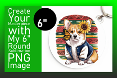 Chic Round Design for Keychain PNG , Cute Dog Product Image 1