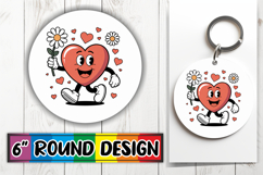 Unique Round Keychain Designs, Valenines Heart Product Image 1