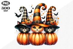 Halloween Cat And Pumpkin Sublimation - Clipart PNG Design Product Image 1