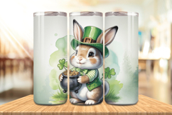 Cute Bunny Leprechaun Holding Pot of Gold Tumbler Wrap PNG S Product Image 1