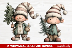 Whimsical Elf Clipart | Cute Christmas Elf PNG Illustration Product Image 1