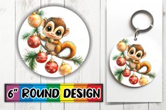 Vibrant Round Design Keychain Template , Xmas Product Image 1