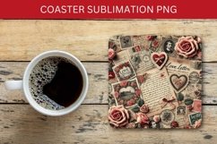 valentine square coaster - vintage postcard Product Image 1