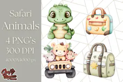 Jungle Safari Animals PNG Cute Pastel Wild Animal Clipart Product Image 1