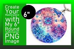 Elegant Keychain Circle Design PNG , Watercolor Patter Product Image 1