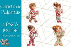 Christmas Pajamas Clipart PNG, Holiday PJ Illustration Product Image 1