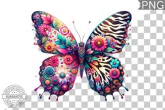 Vibrant Floral Butterfly Sublimation - Clipart PNG Design Product Image 1