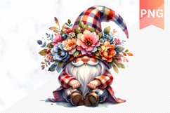 Floral Gnome Sublimation - Gnome Clipart Design Product Image 1